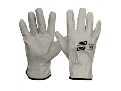 Перчатки кожаные белые резинка Nitras арт 1409