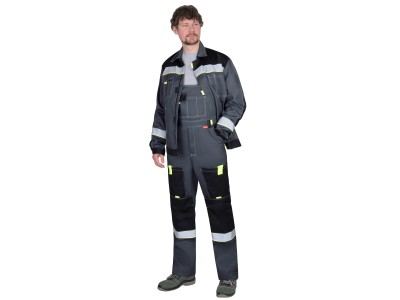 Костюм Фаворит т.сер/черн с лимонн.кантом